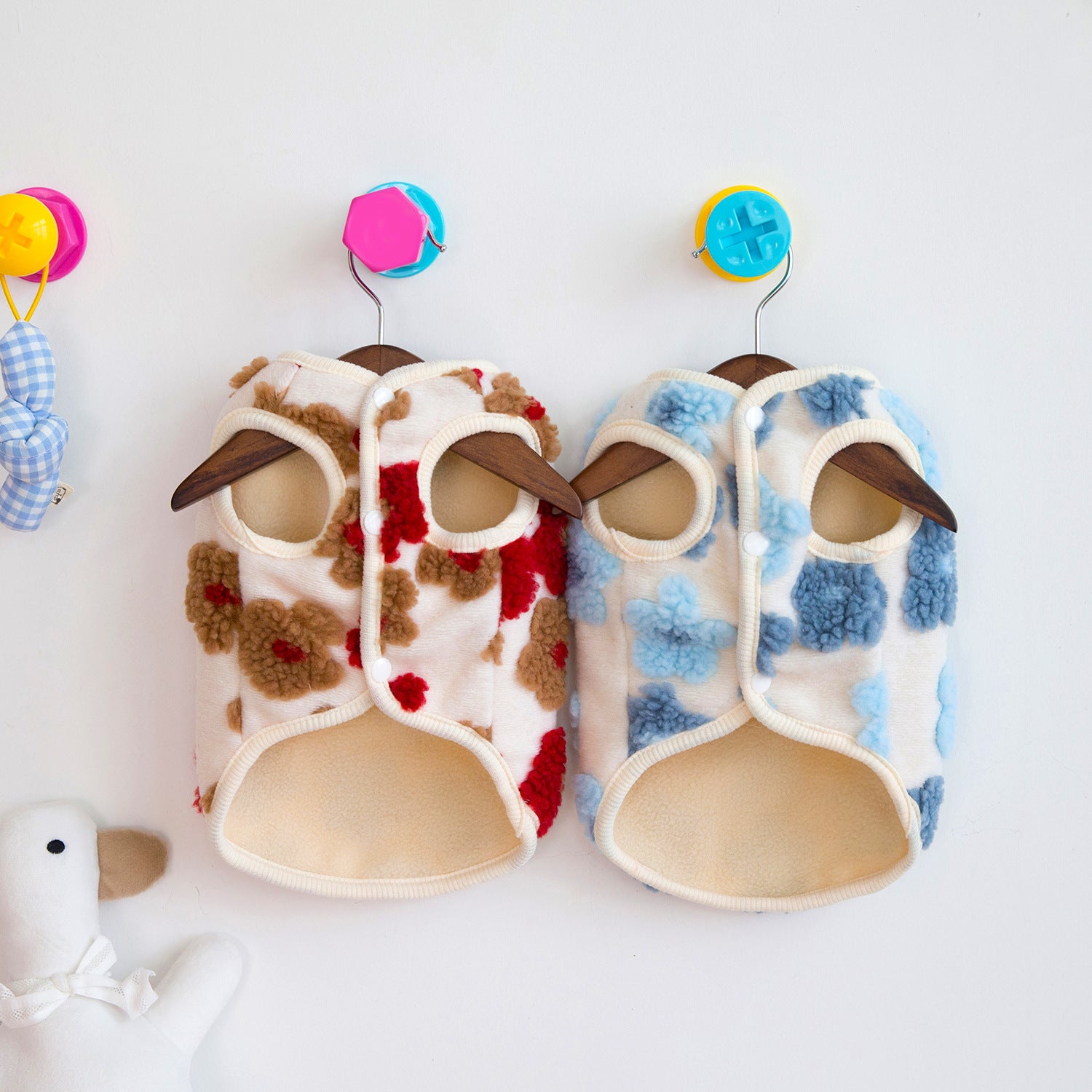 Fleece Flower Decor Dog Cat Harness Vest