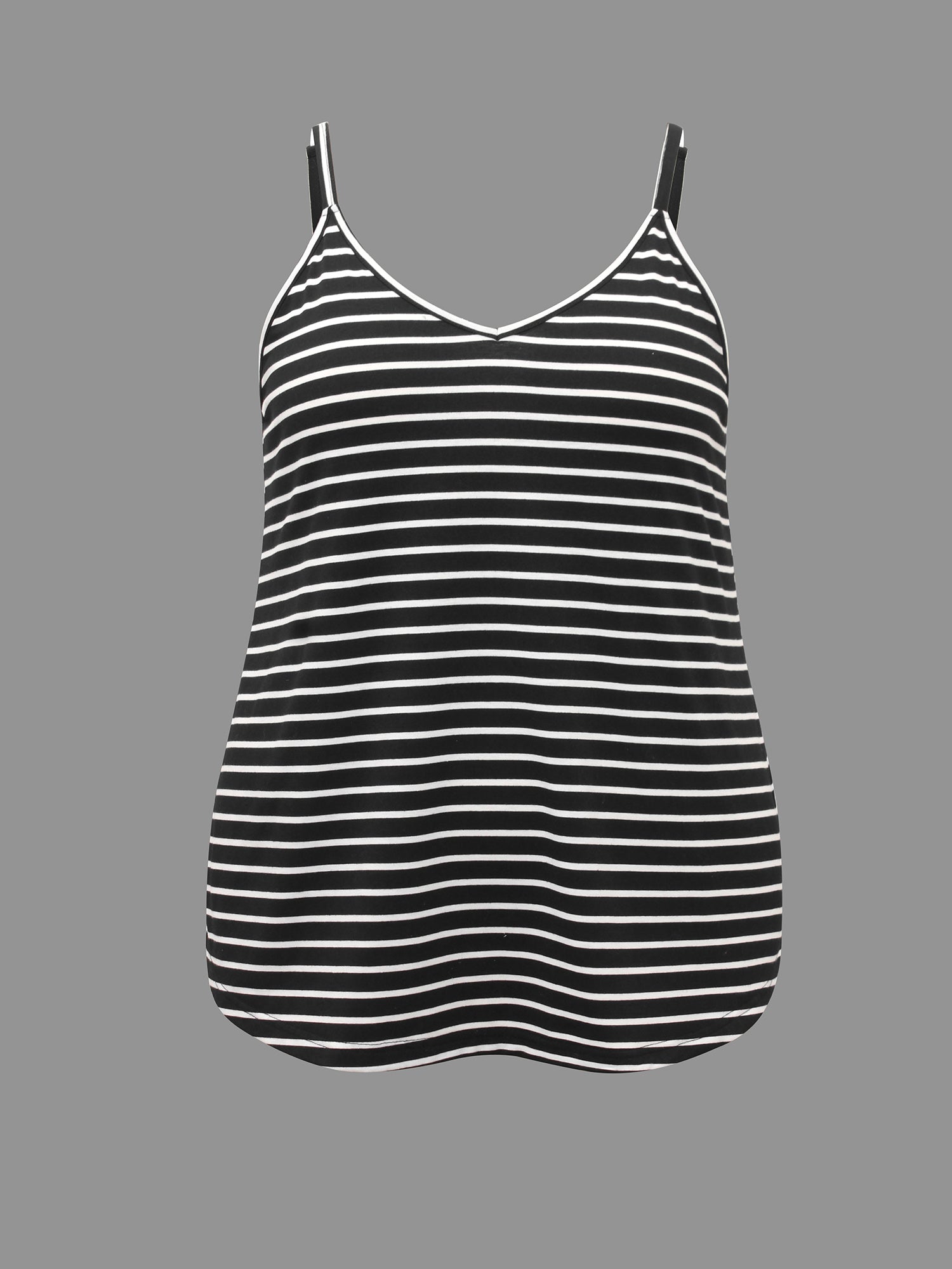 Striped Curved Hem Cami Top