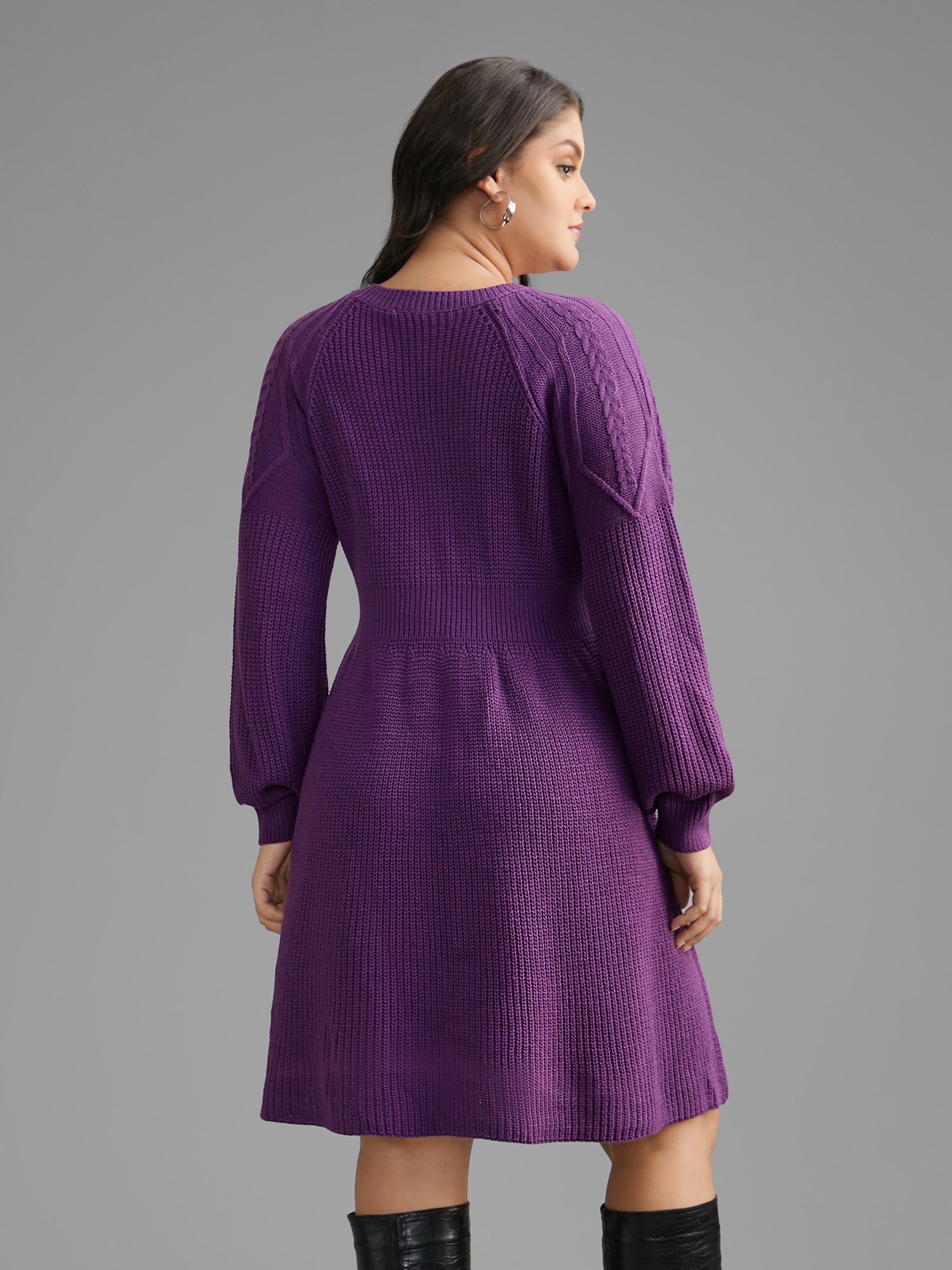 Cable Knit Texture Raglan Sleeve Pullover