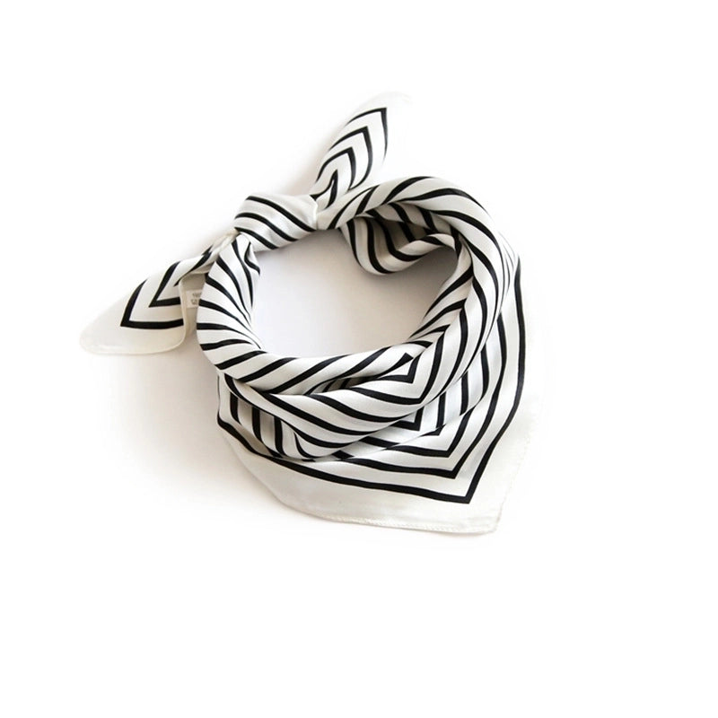 Women's Minimalist Stripe Satin Printing Silk Scarves