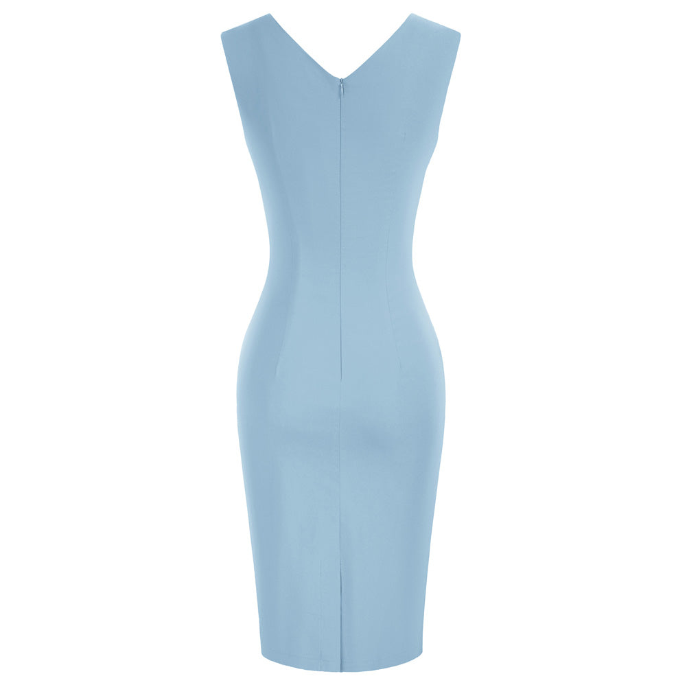 Vintage Slim Fit Sleeveless Hips-Wrapped Bodycon Dress