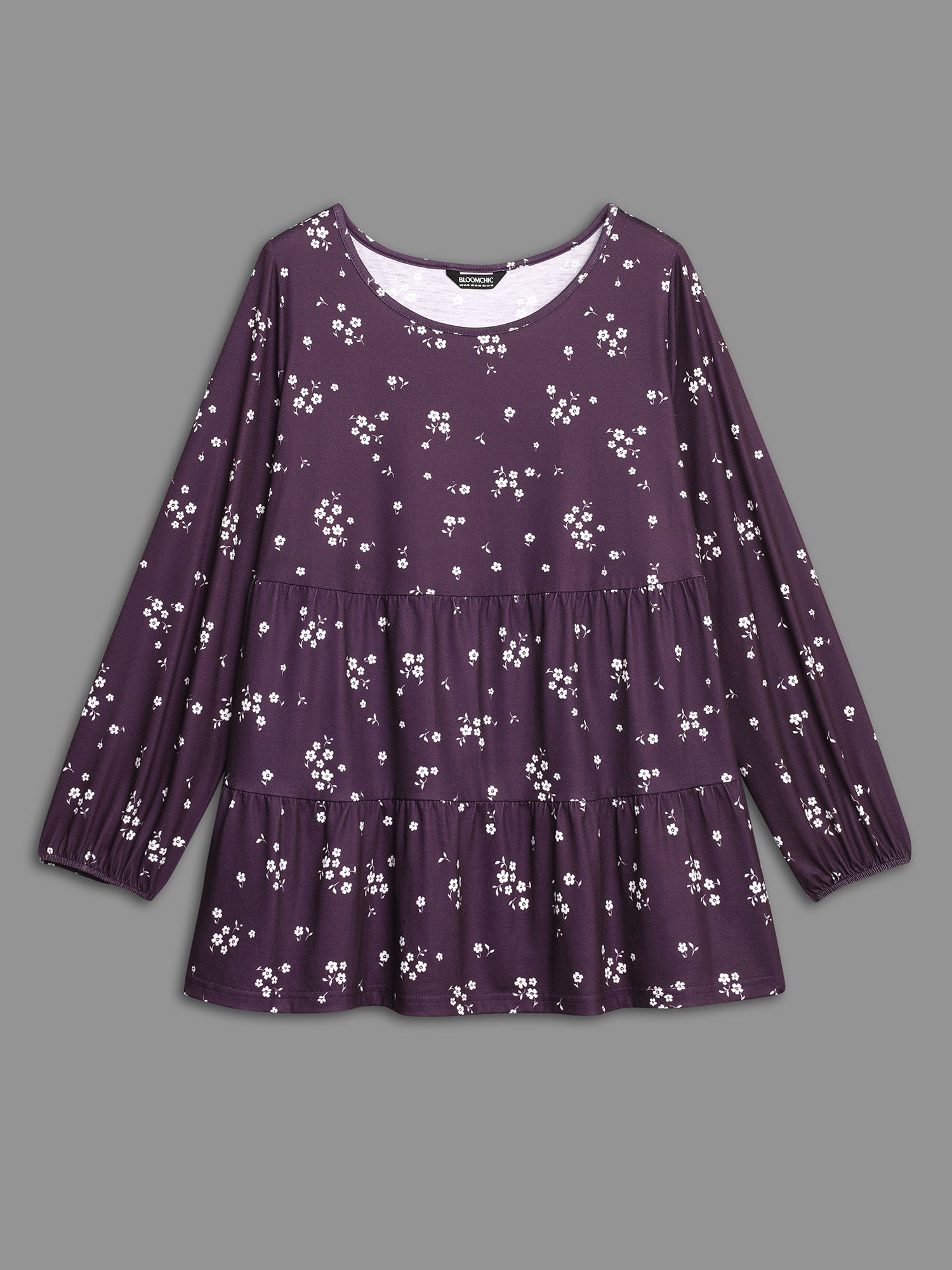 Ditsy Floral Gathered Ruffle Hem T-shirt