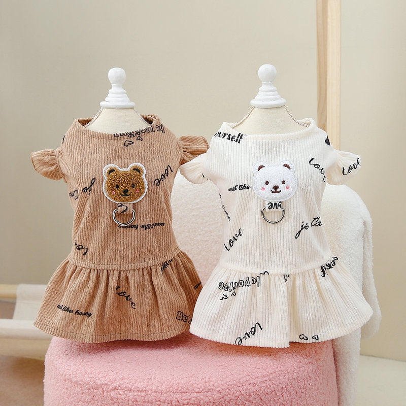Bear Letter Printed Dog Dress Harness