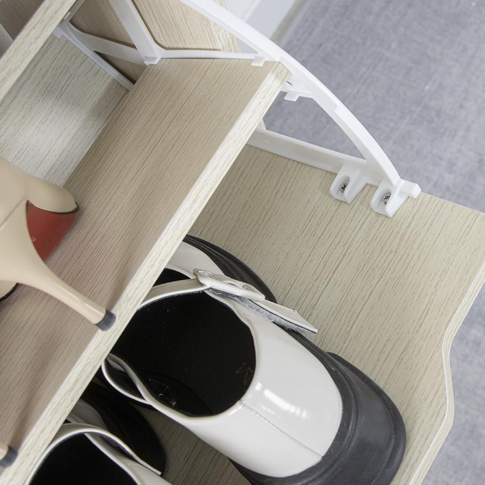 Wood Shoe Cabinet with 3 Doors, Shoe Cabinets, Retractable Handles, Double Depth, 63 x 24 x 115 cm