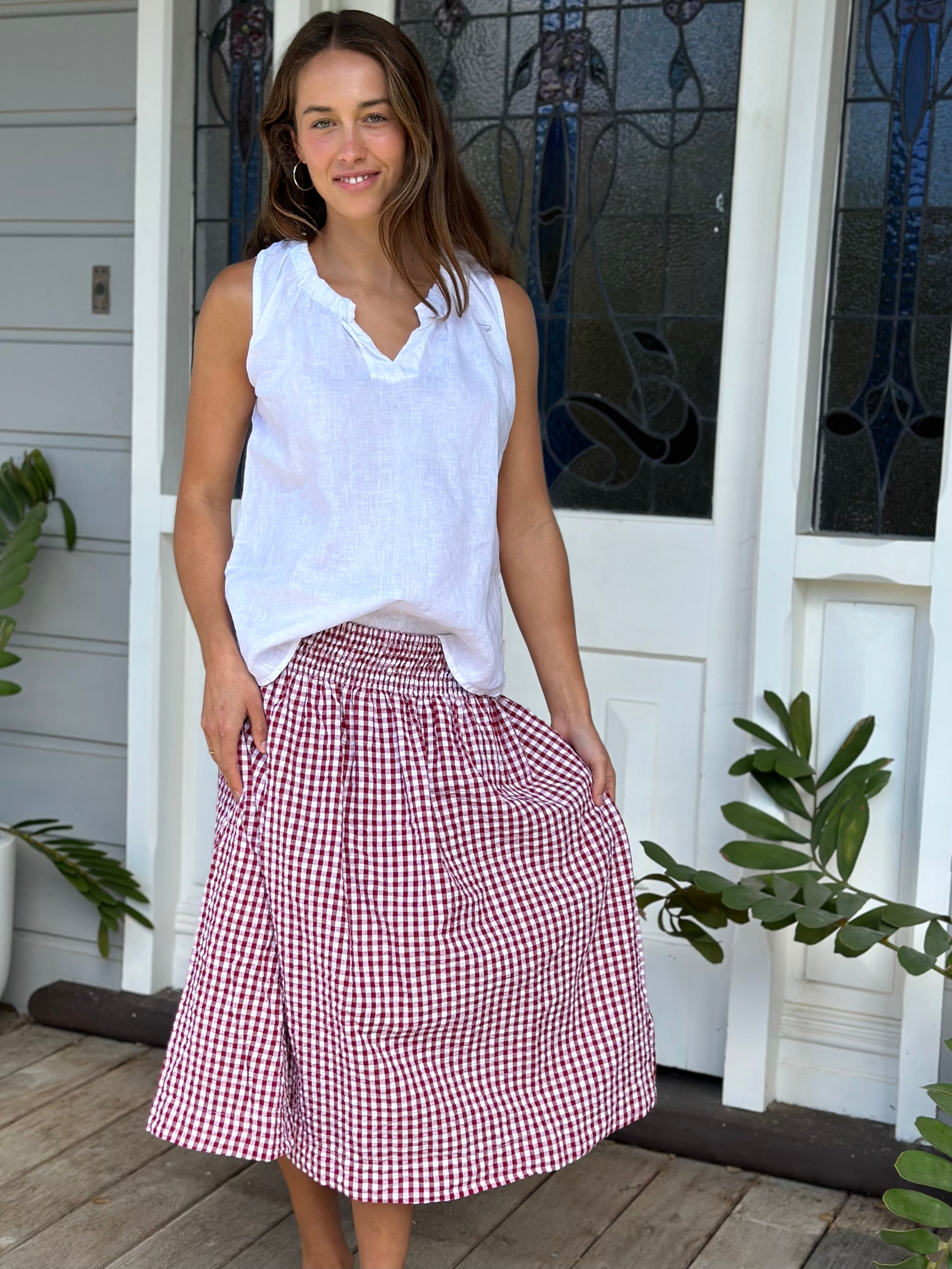 dark red gingham