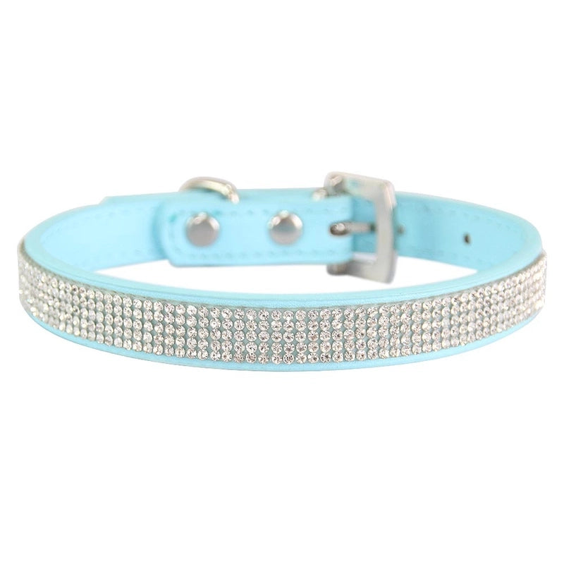 Fashion Solid Color Pu Inlaid Rhinestone Pet Dog Collar