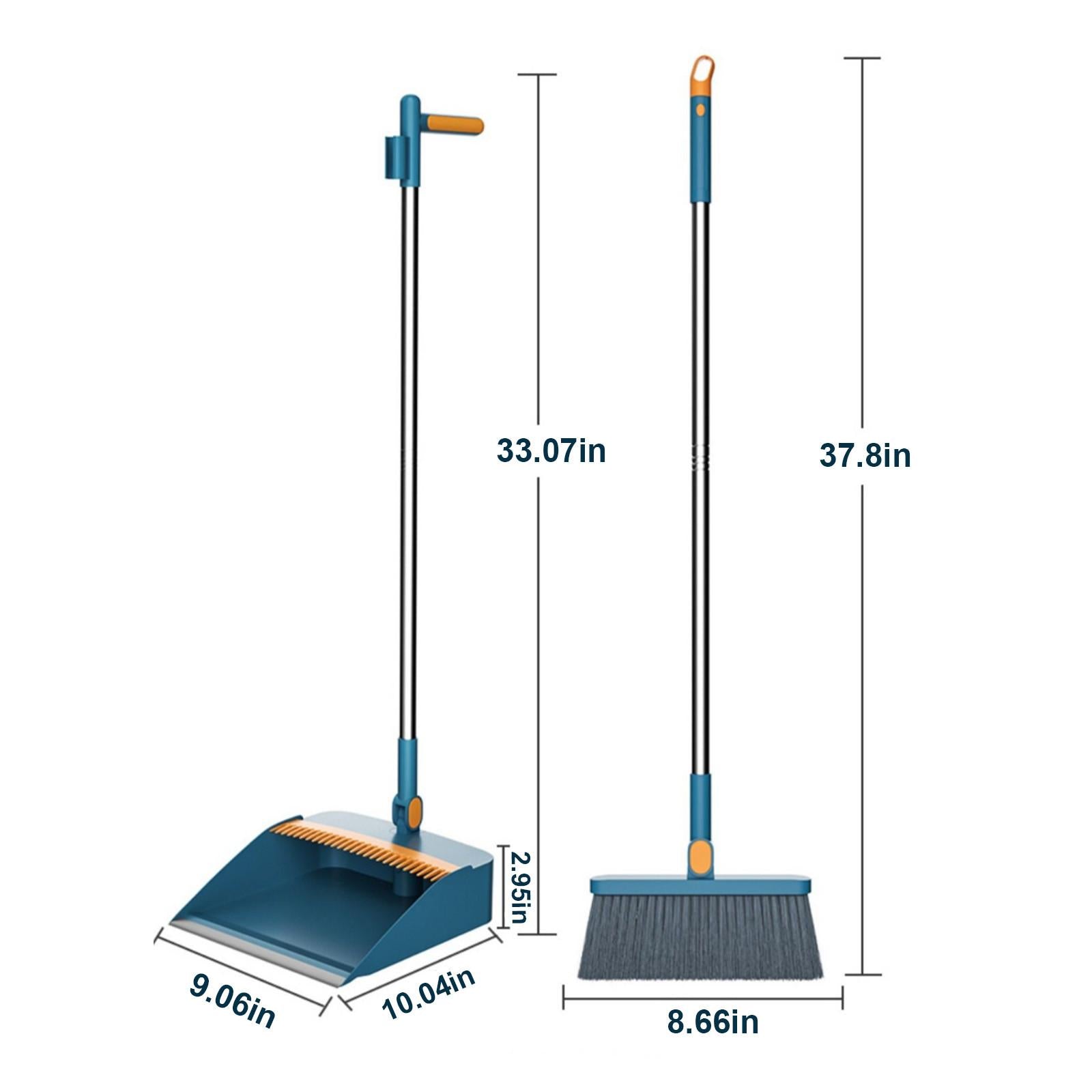 Brooms Wiith Dustpan Set 180° Rotatable Standing Brooms And Dustpan Set With Scraping Teeth