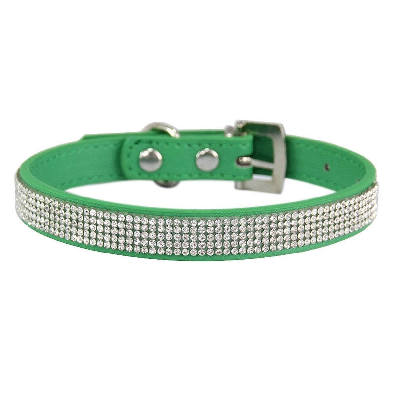 Fashion Solid Color Pu Inlaid Rhinestone Pet Dog Collar