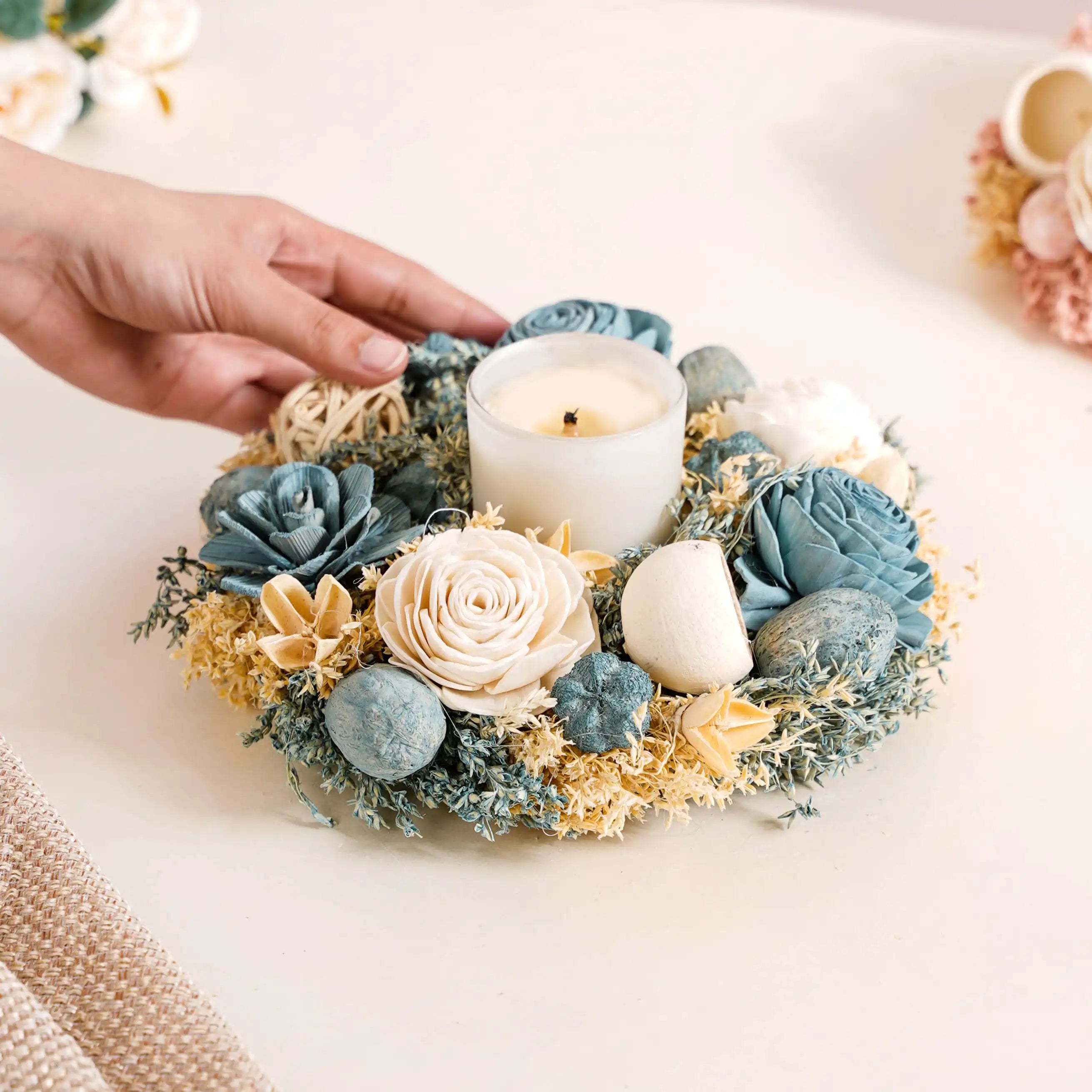 Sustainable Floral Wreath Garland Blue