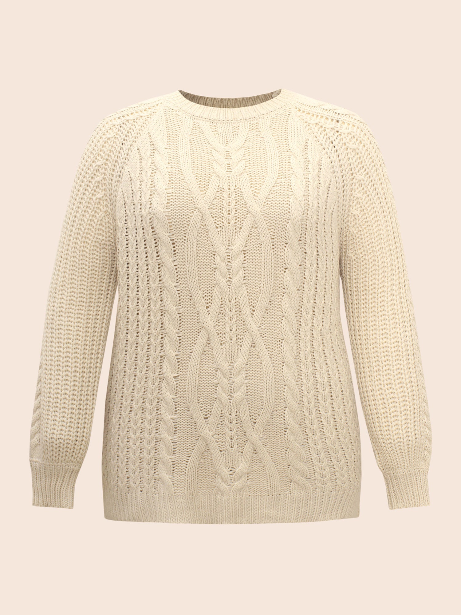 Solid Cable Knit Raglan Sleeve Pullover
