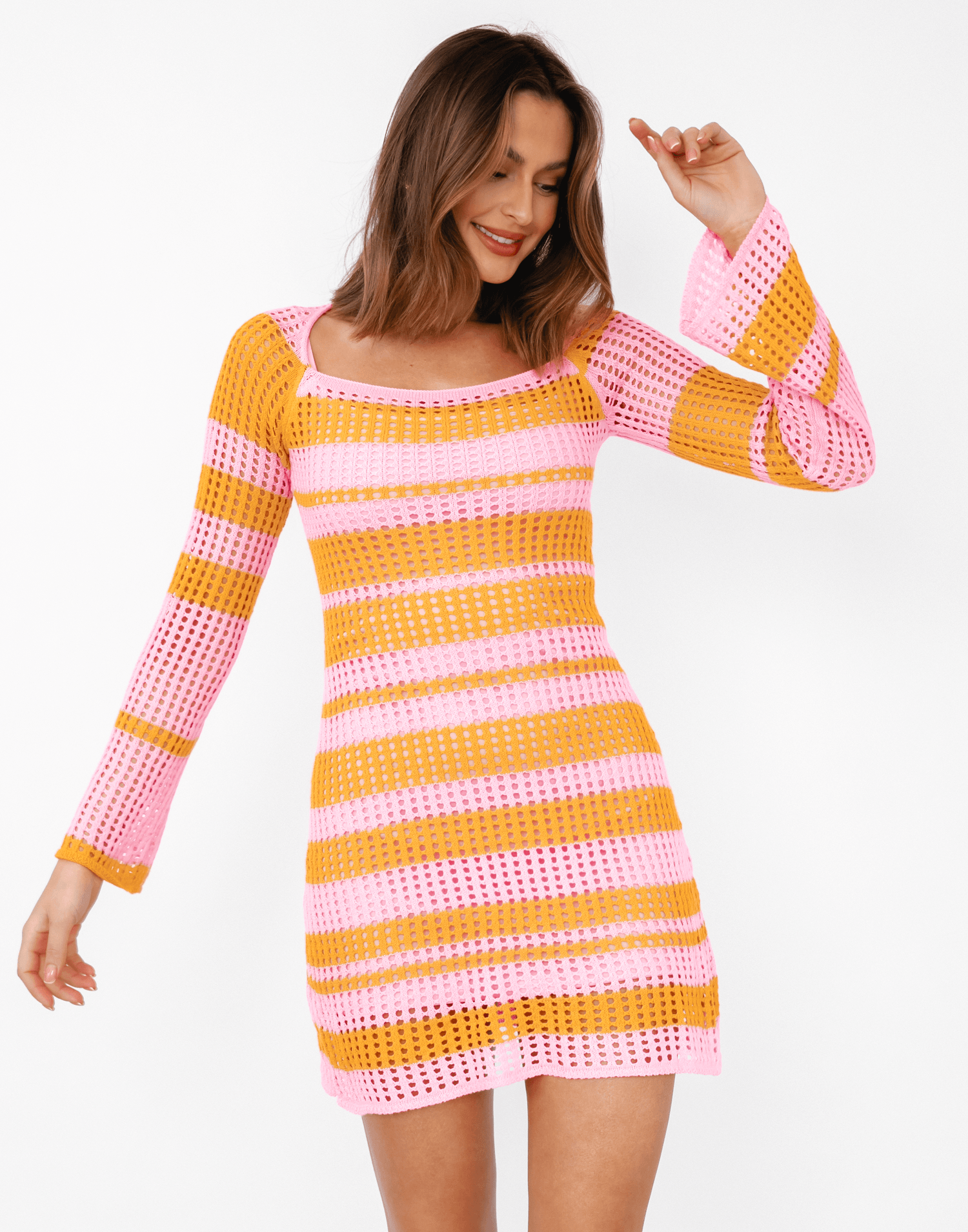 Marley Knit Mini Dress (Pink/Orange)