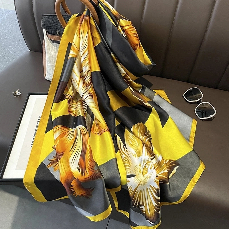 Women's Streetwear Flower Satin Silk Scarves