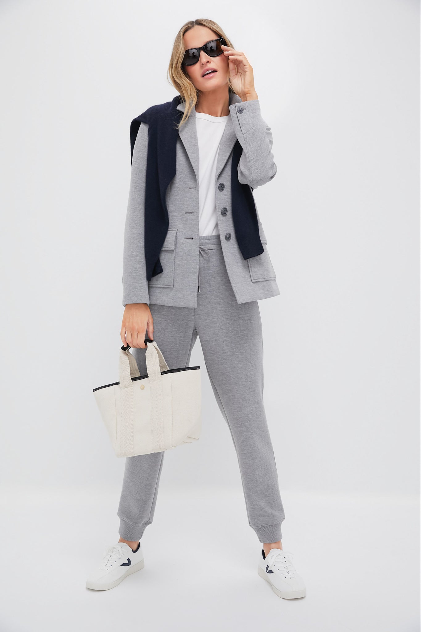 Gray Herringbone Jeanne Travel Blazer