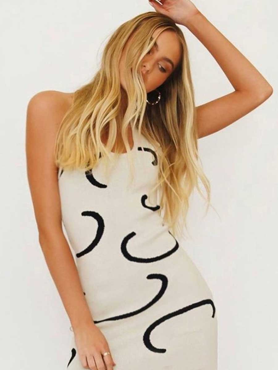 Woolen Halter Slim Backless Dress