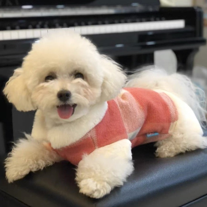 Plaid Warm Dog Cat Harness Coat