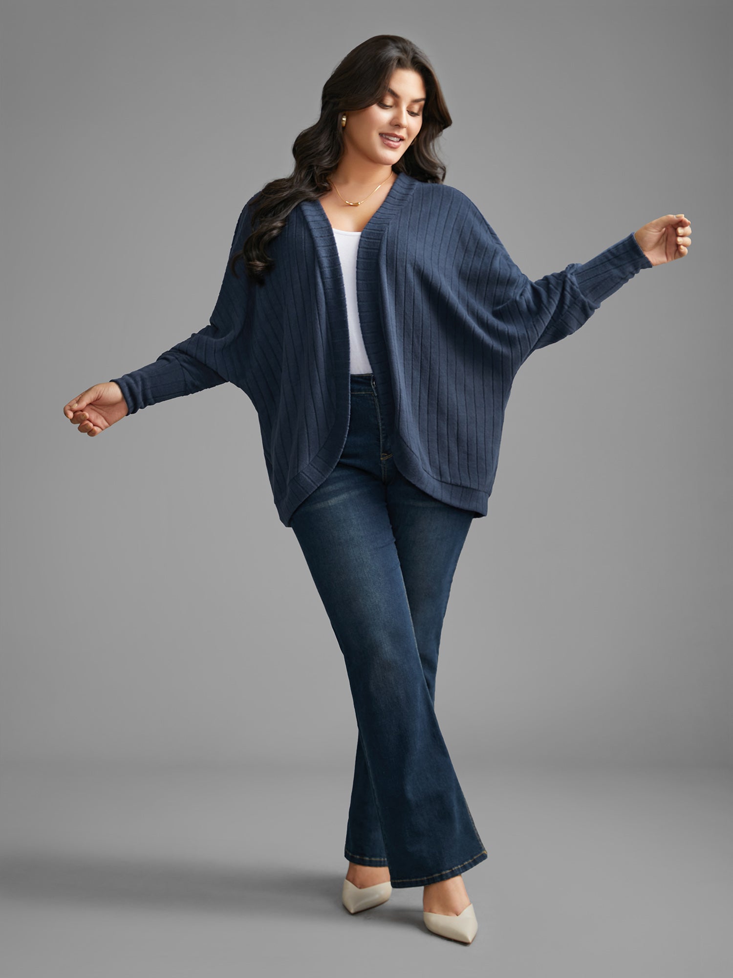 Plain Pit Strip Curved Hem Coat