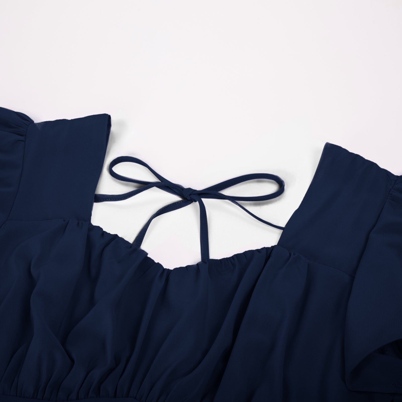 Square Neck Tiered Ruffle Dress 2023 Summer Vintage  A-line Swing Midi Dress