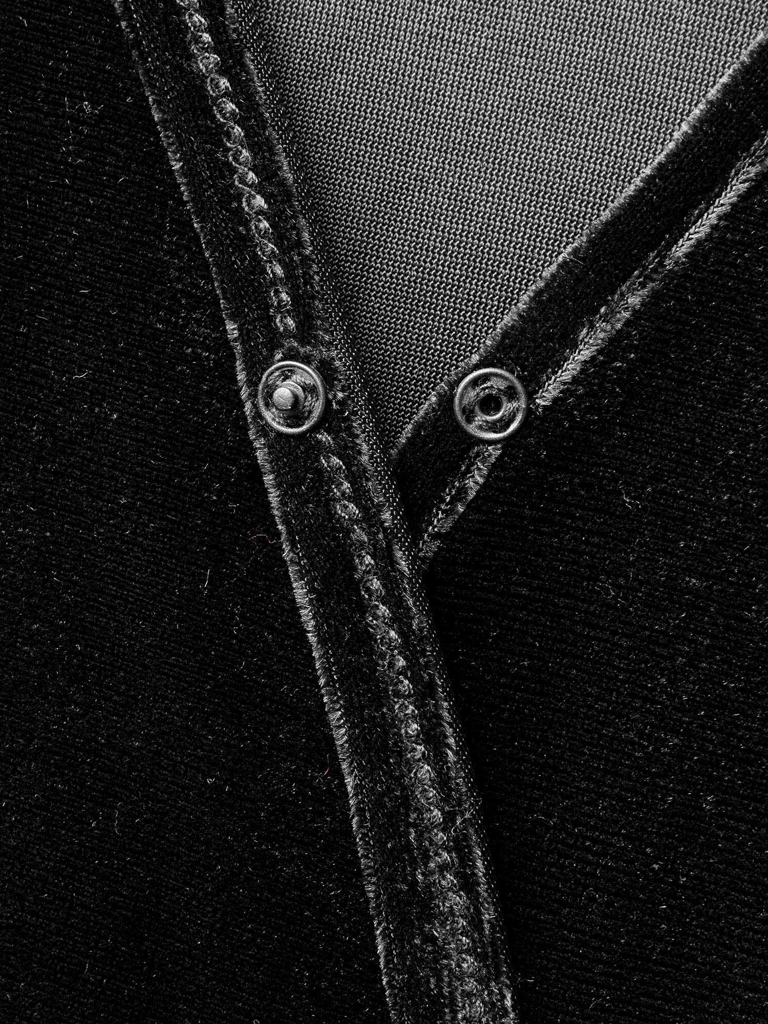 Velvet Overlap Collar Slit Hem Dress