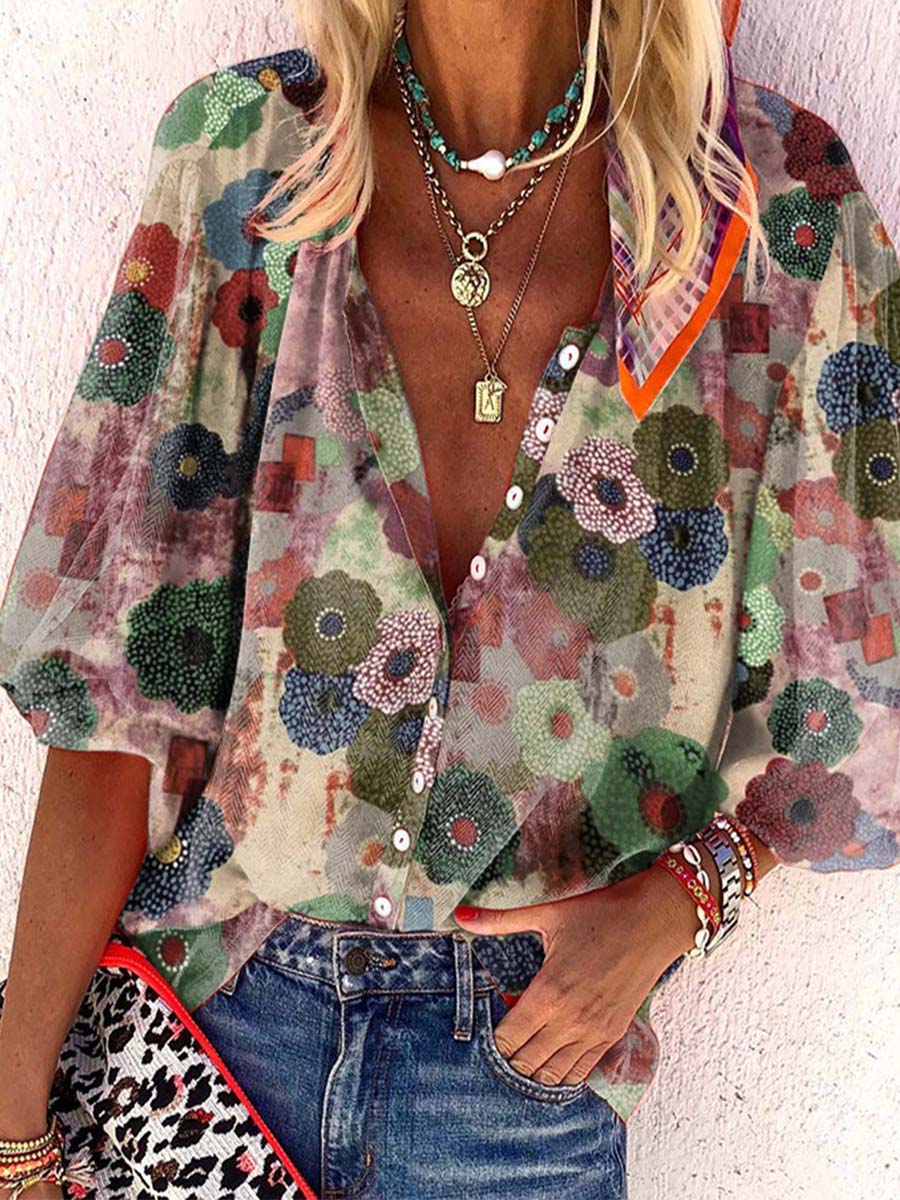 Loose Printed Button Shirt (3 colors)