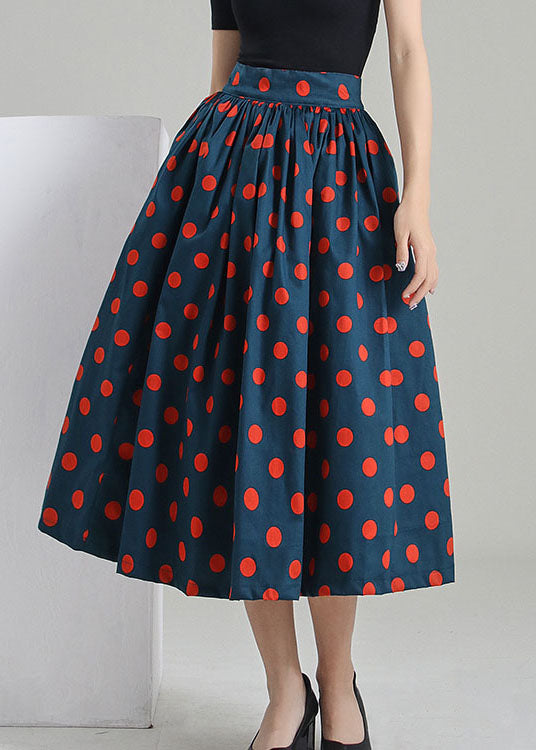 Peacock blue dot print cirlce skirts Spring