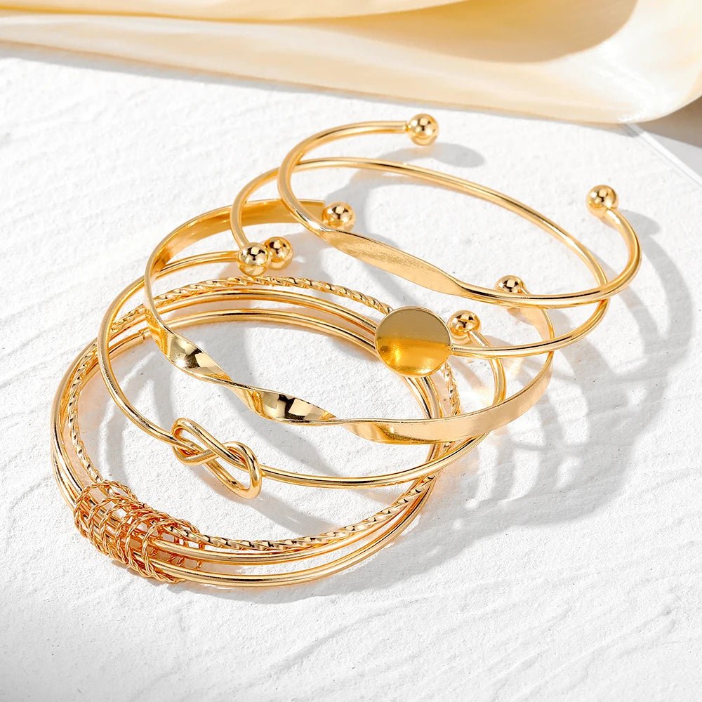 5pcs Twist Bangle Bracelet Stack