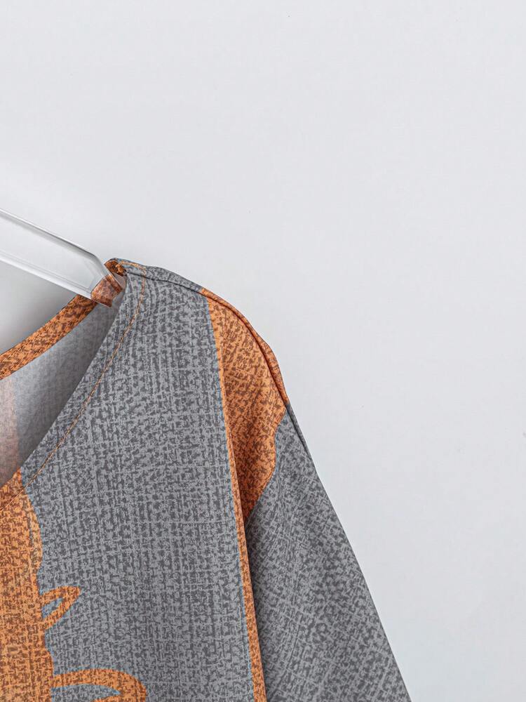 Women's Summer Printed Round Neck Short Sleeve Casual Shirt