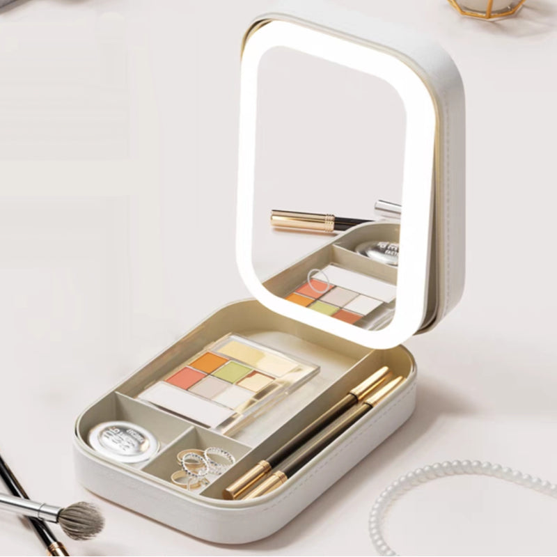 [Best Gift For Her] Integrated Makeup Storage Box With Light-Filling Mirror & Free shipping