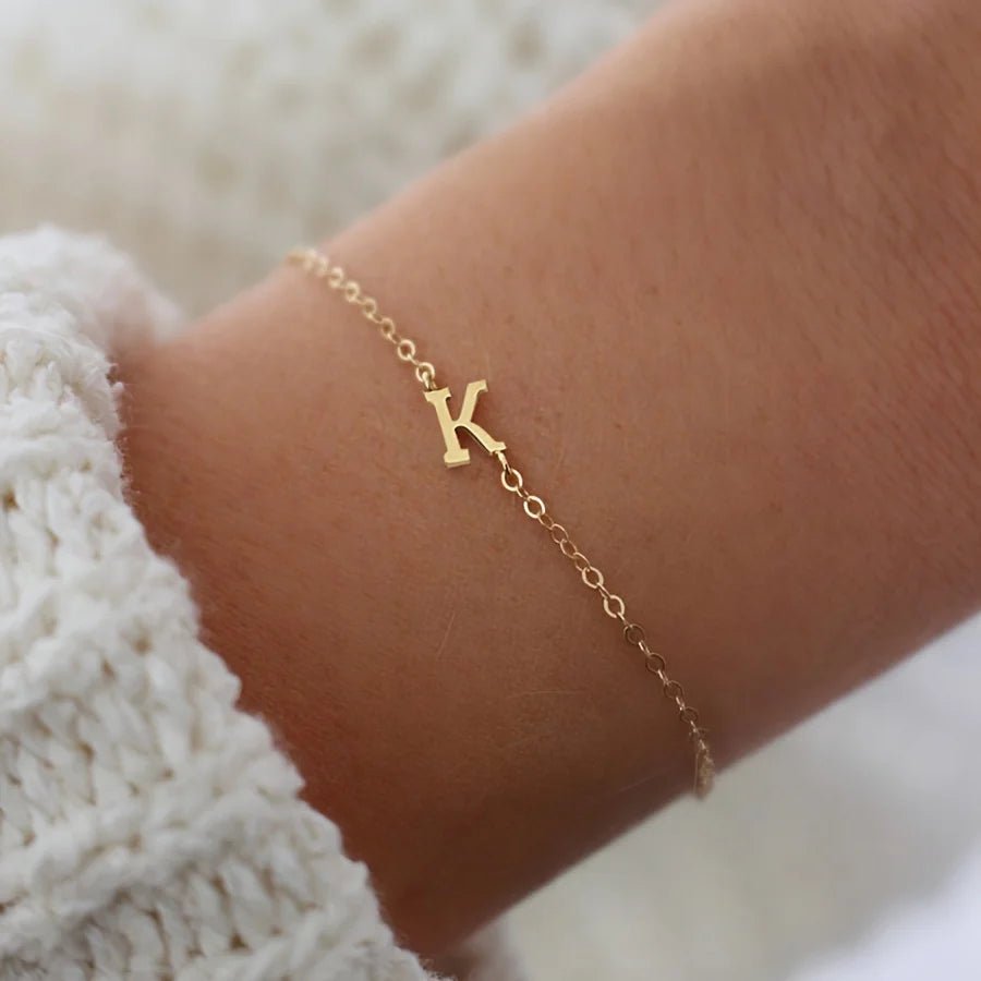Dainty Feminine Letter Initial Chain Bracelet