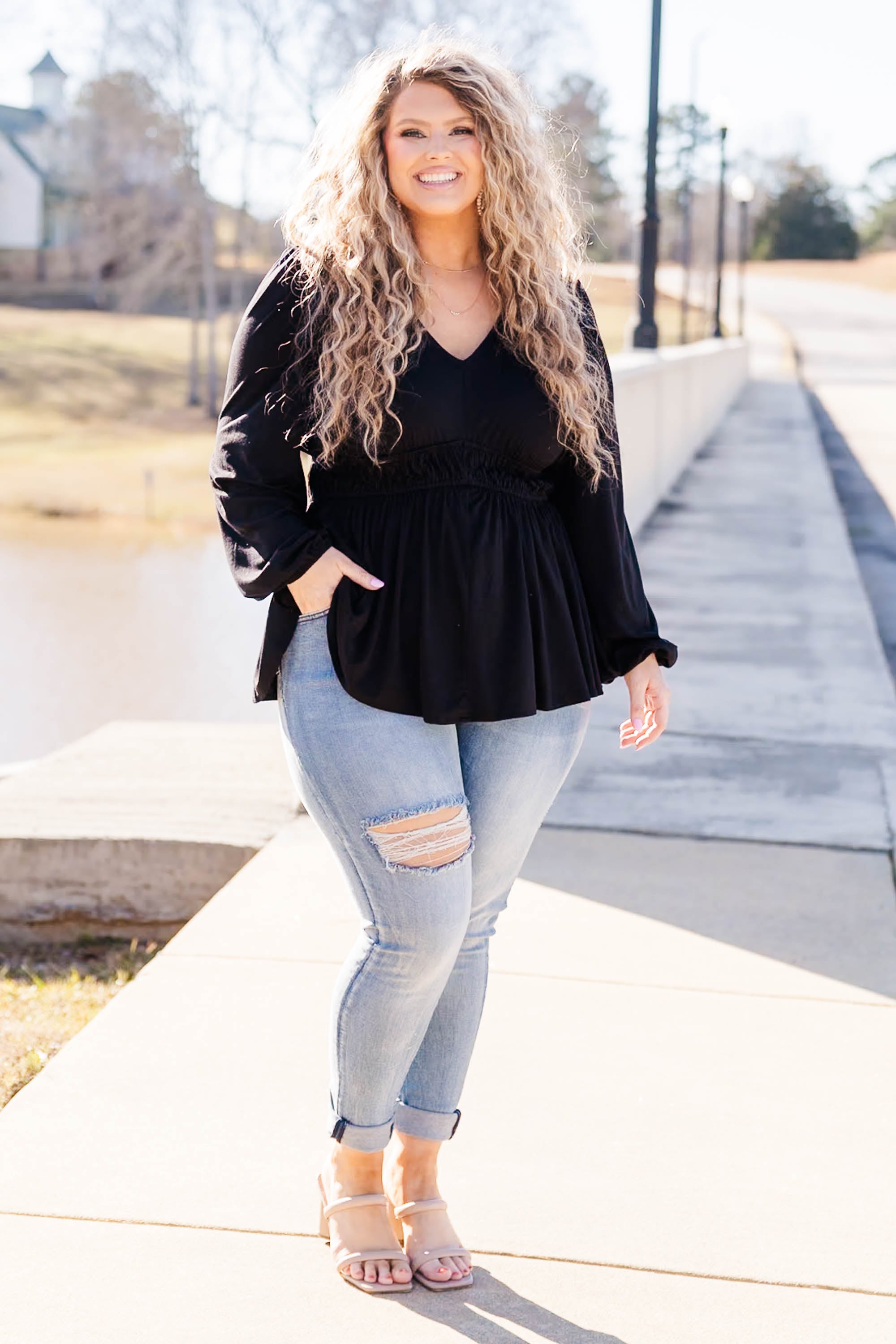 Come On An Adventure With Me Top. Black