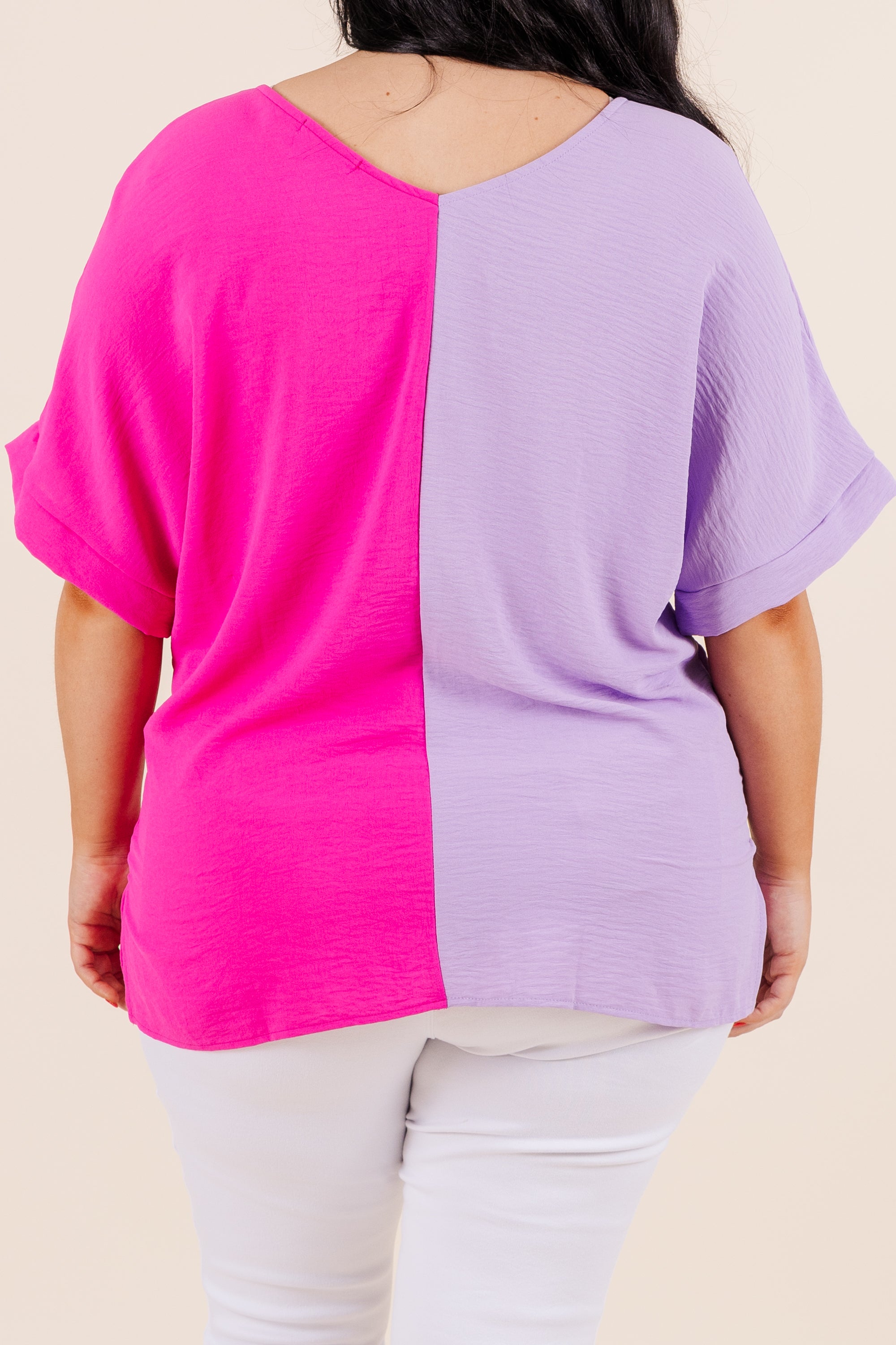 Double Dose of Color Top. Lilac/Hot Pink
