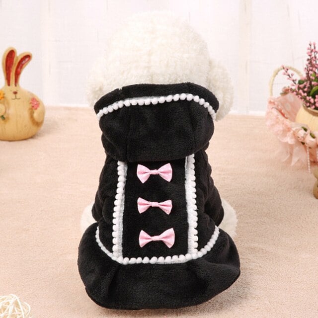 Fleece Bowknot Warm Dog Cat Coat
