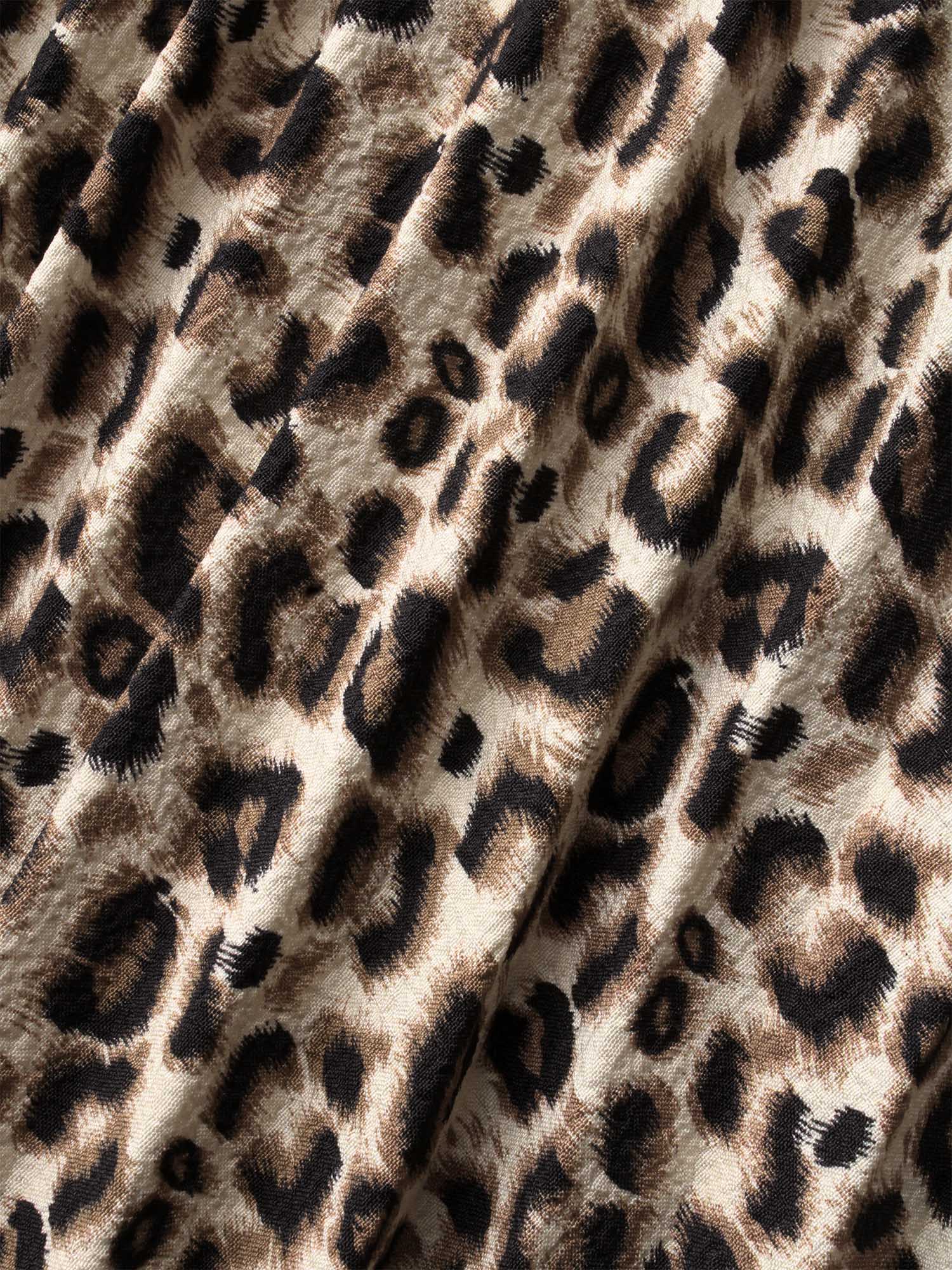 Leopard Print Pleated Elastic Waist Skirt