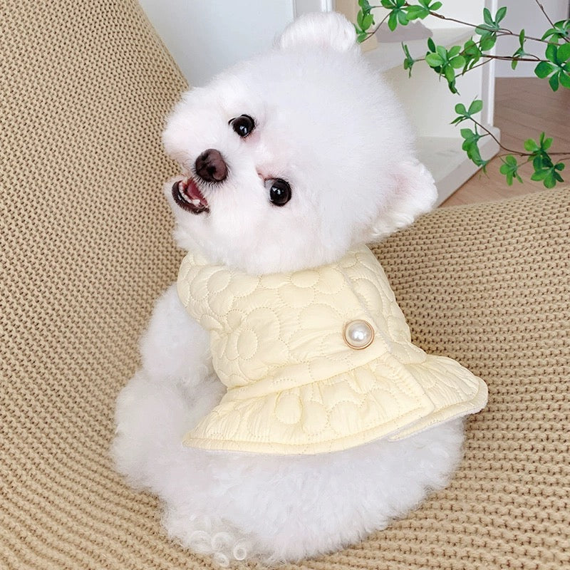 Flower Pearl Warm Dog Cat Short Jacket