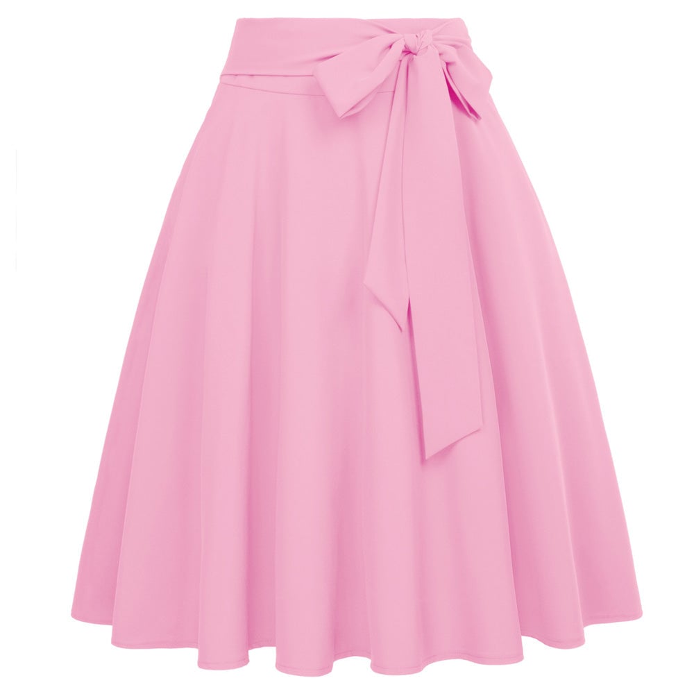 Women's High Waist A-Line Pockets Skirt Skater Flared Midi Skirt Vinage Skirt