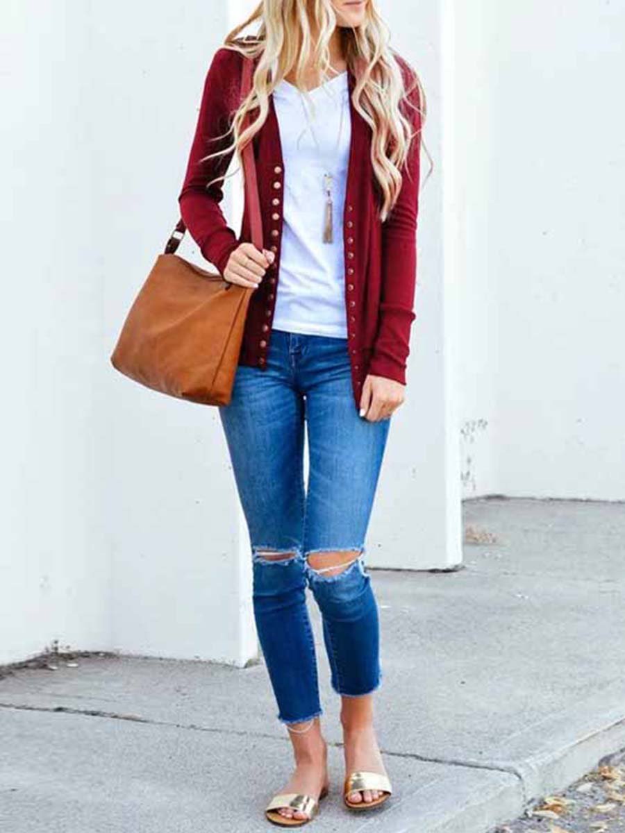 Buttons Cardigan Tops