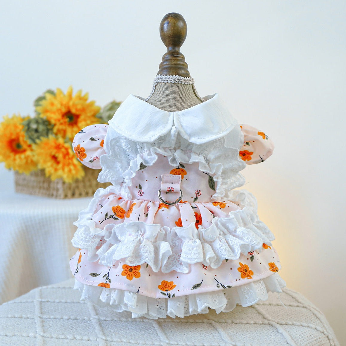Flower Lace Decor Dog Cat Dress Harness