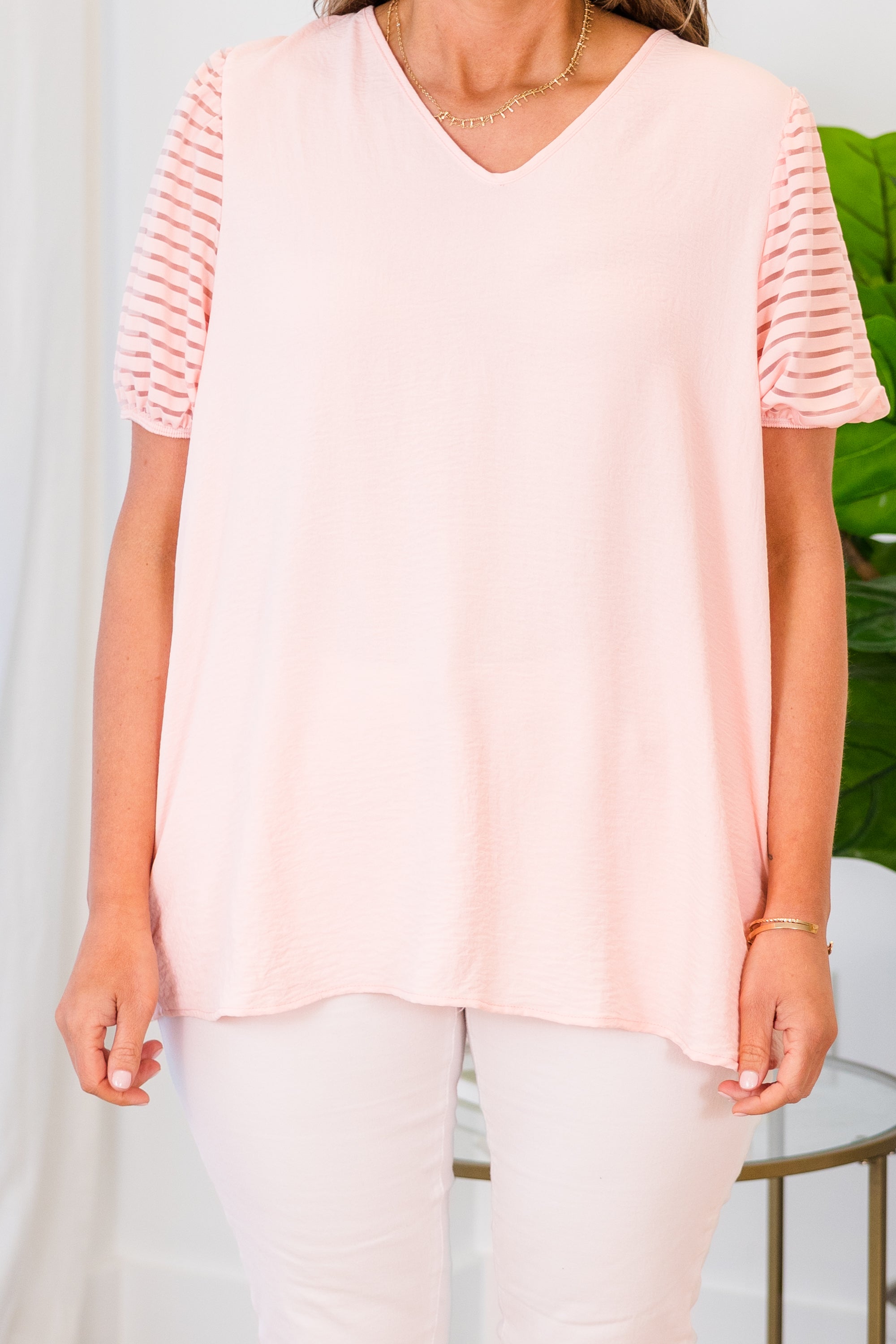 Striped With Kindness Top. Blush