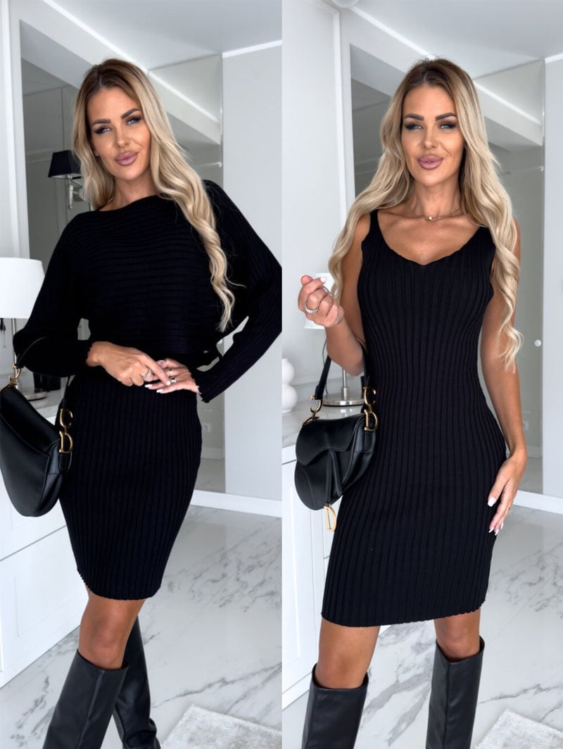 🎄Christmas Sale🔥Knitted Sweater and Cami Dress Set