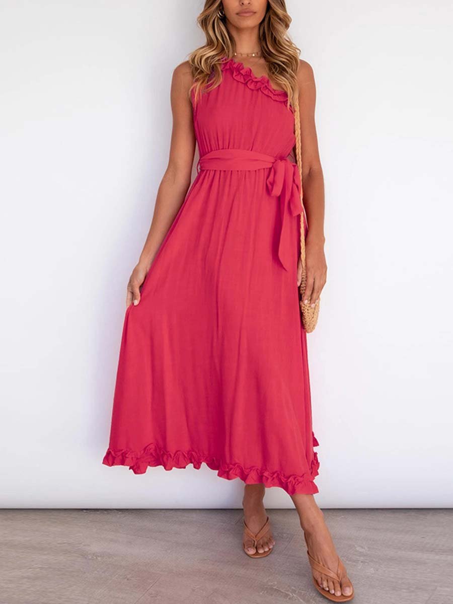 Ruffle One-Shoulder Dress