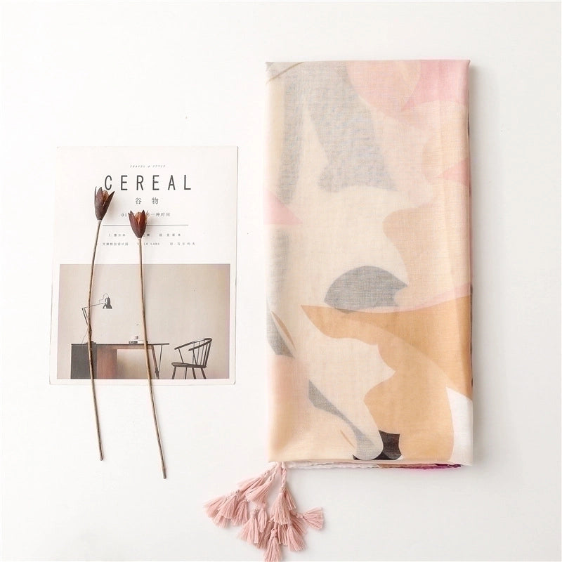 Women's Vacation Color Block Voile Silk Scarves