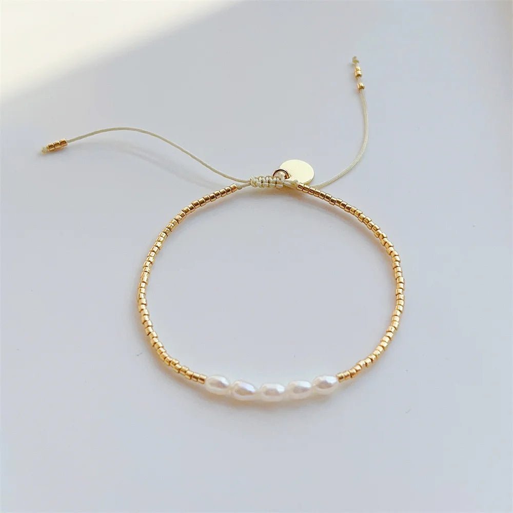 Dainty Pearl Golden Beaded Bracelet