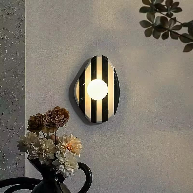 Modern Marble Wall Light Striped Design with Globe Shade