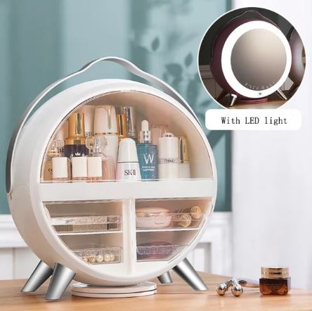 LED Cosmetic Storage Box. Dressing Table Storage Cosmetic Storage Box (White)