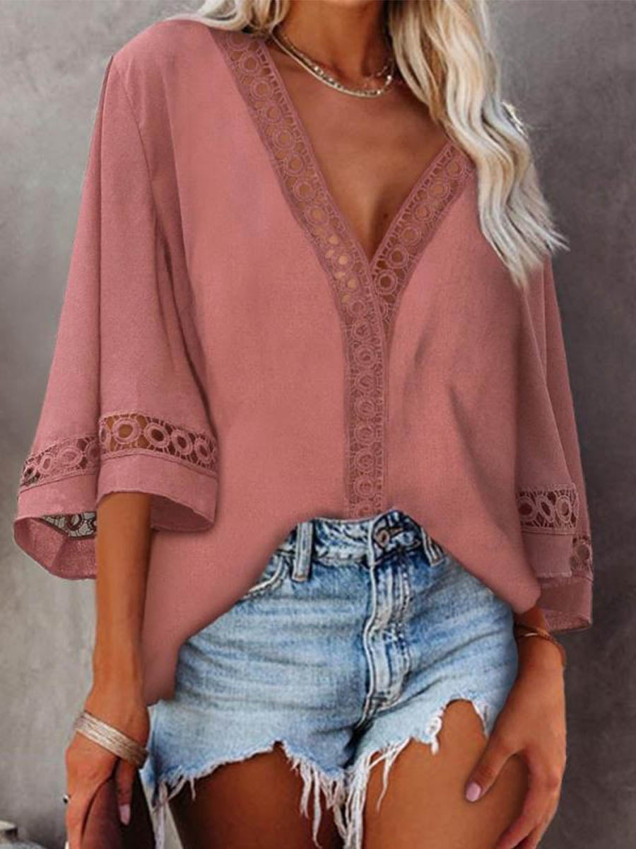 Stunnncal Lace V-neck Shirt5 colors