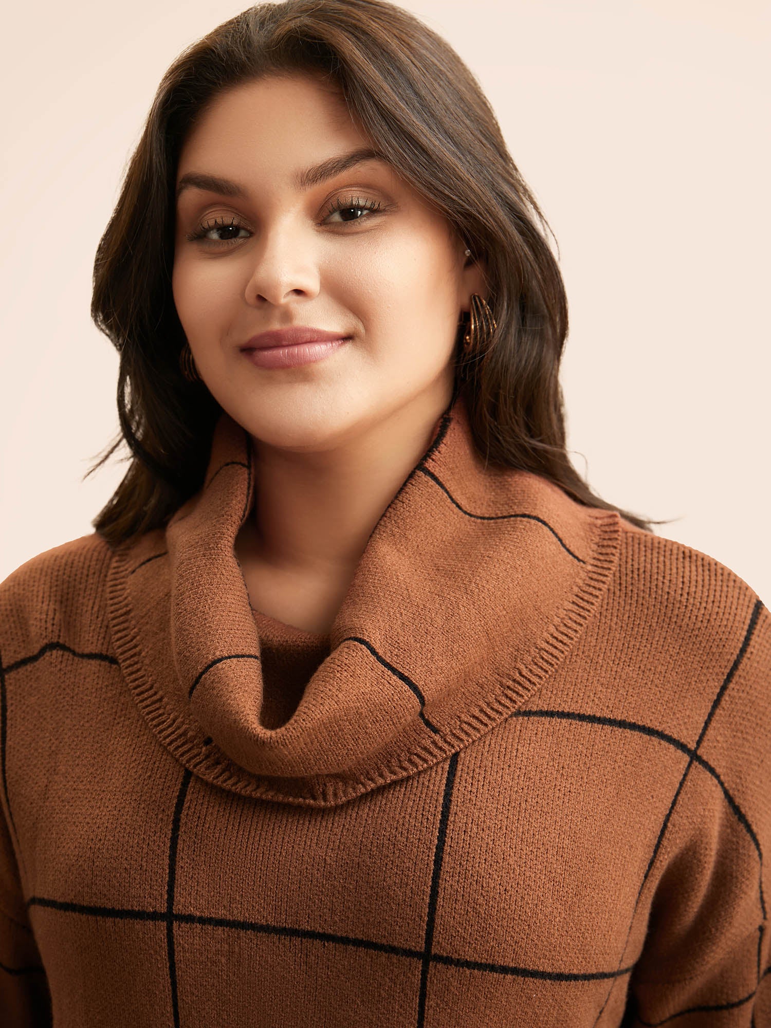 Supersoft Essentials Turtleneck Plaid Drop Shoulder Pullover