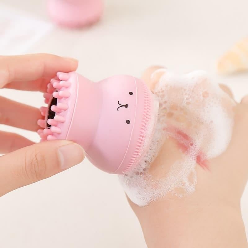 Silicone Design Octopus Shape Facial Sponge Cleansing Brush. Face Pore Cleaner. Acne & Oil Removal