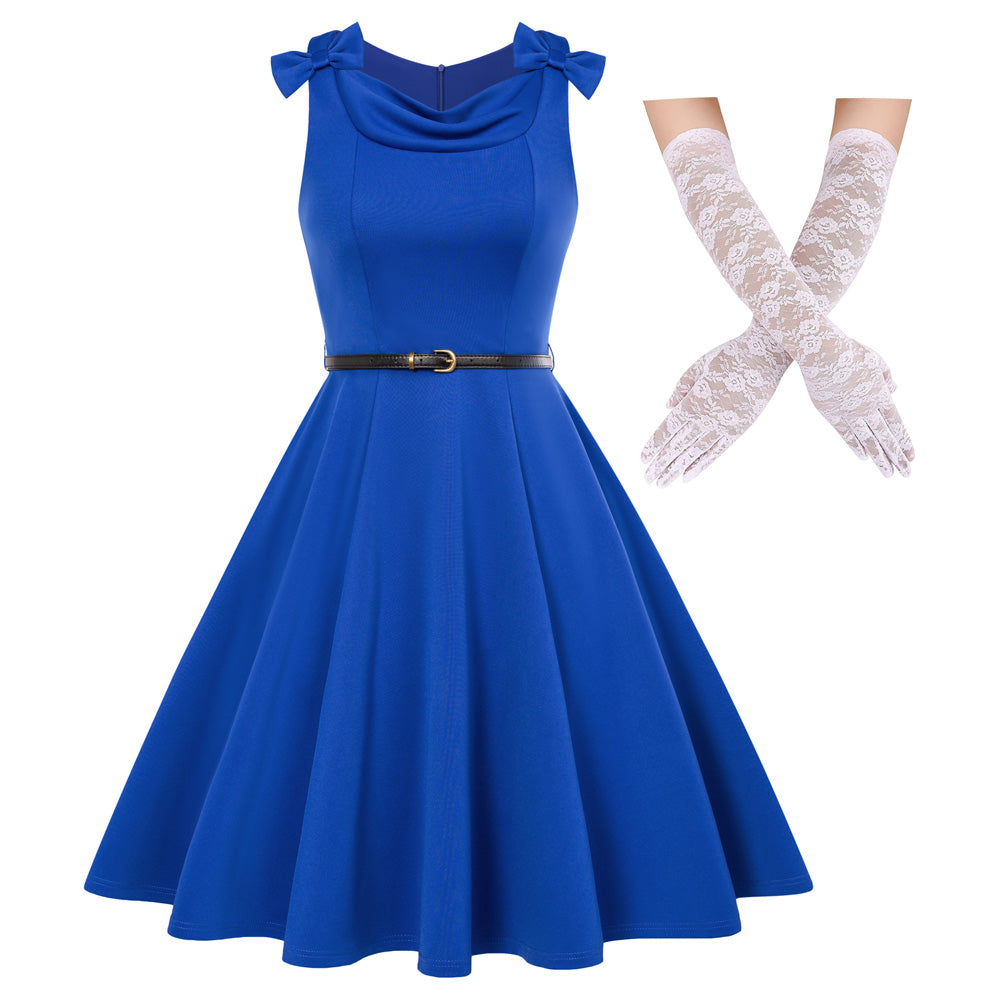 Sleeveless A Line Dress Vintage Cocktail Party Dress Swing Dress for Wedding Guest