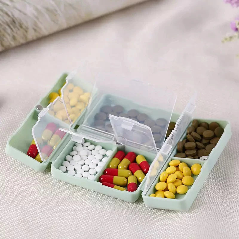 7 Days Foldable Travel Medicine Holder. Weekly Magnetic Pill Storage Box. Tablet Storage Dispenser Container