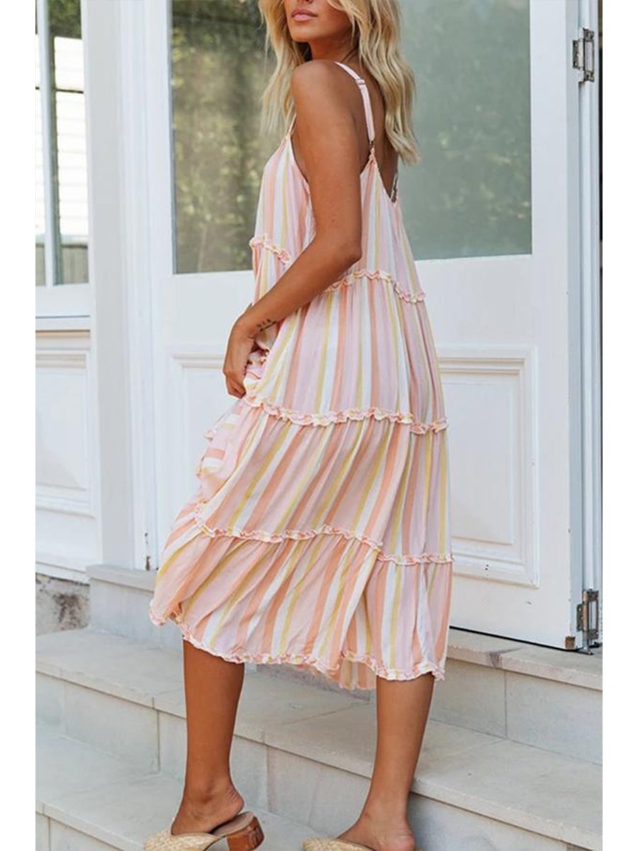 Elegant Solid Color Sling Dress