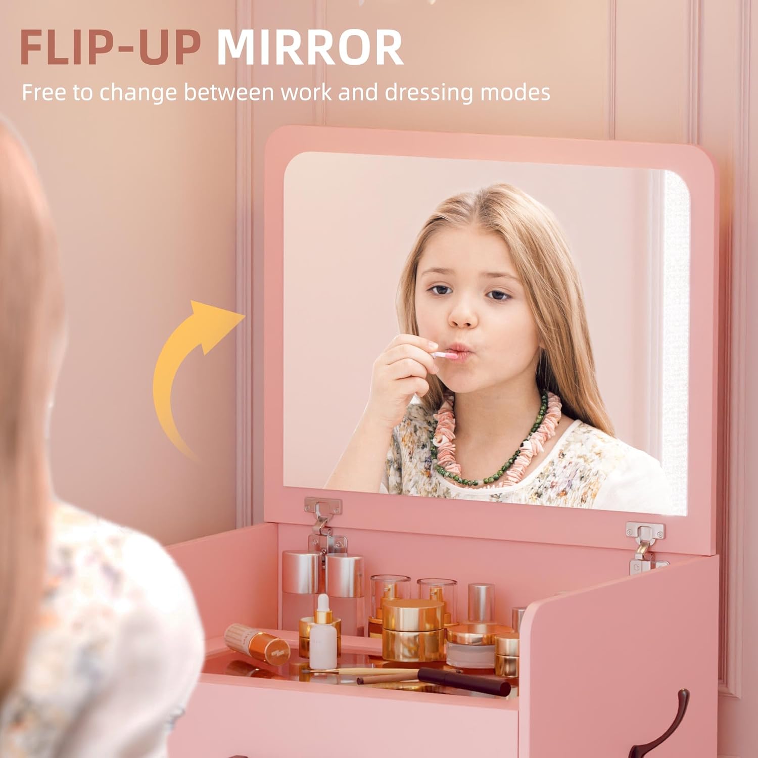 3 in 1 Vanity Desk with Flip Top Mirror for Bedroom